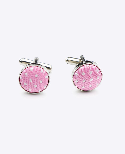 Boutons de Manchette Rose n°1 à Pois en Polyester «Louis»