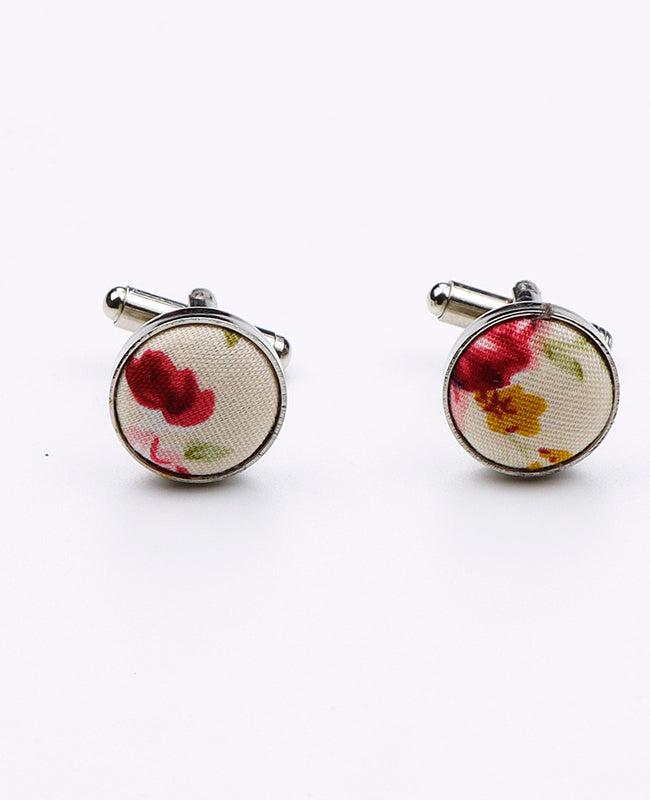 Manschettenknöpfe Liberty Weiß Nr. 4 aus Baumwolle «Charles»