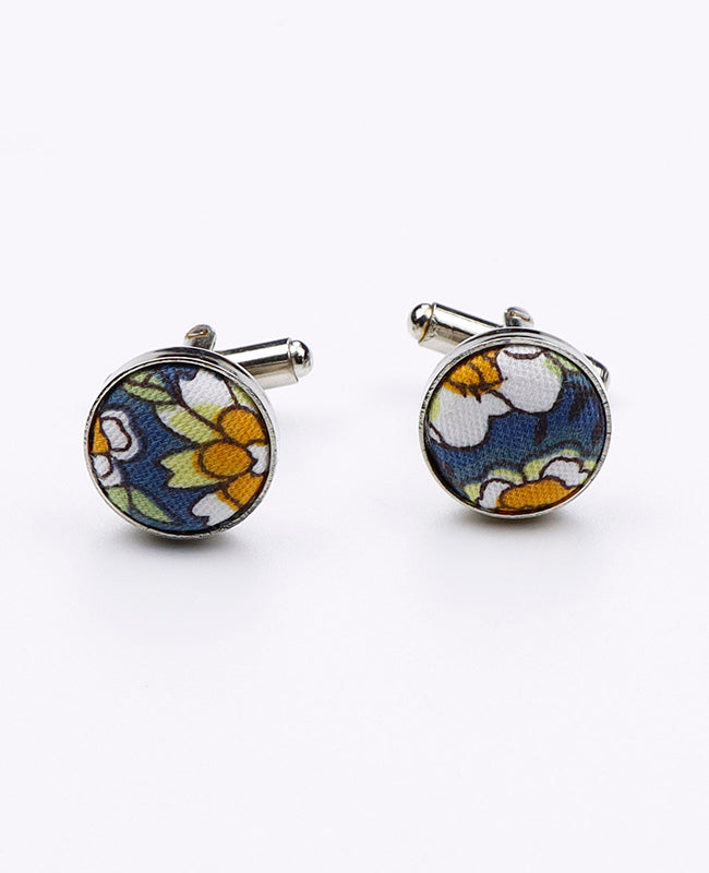 Manschettenknöpfe Liberty Blau Nr. 2 aus Baumwolle | Gaspard - Unipap's