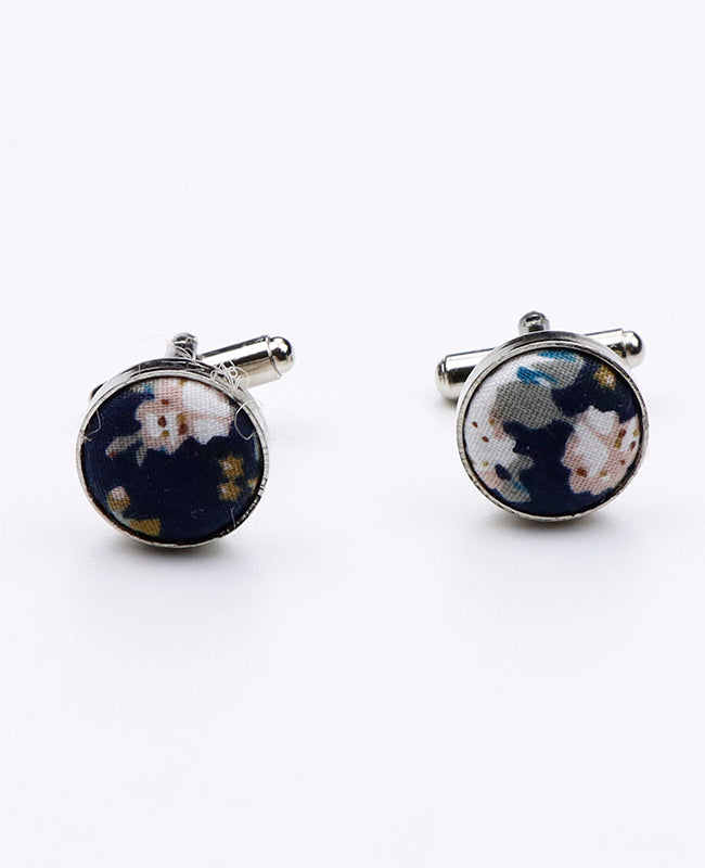 Manschettenknöpfe Liberty Blau n°5 aus Baumwolle | Charles - Unipap's