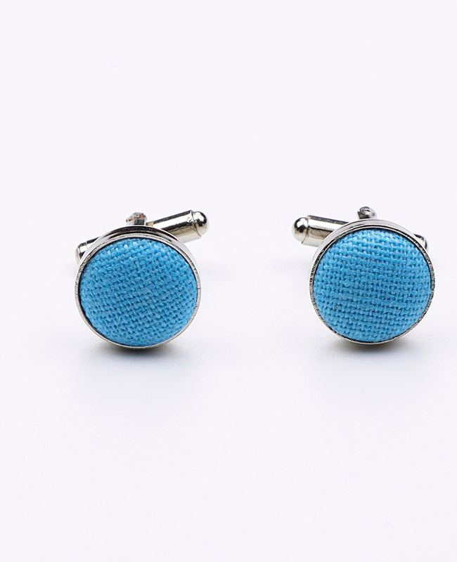 Manschettenknöpfe Blau Unisex Nr. 2 aus Leinen 