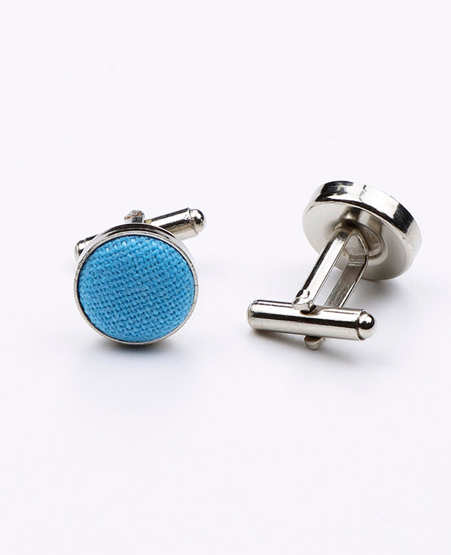 Manschettenknöpfe Blau Unisex Nr. 2 aus Leinen 