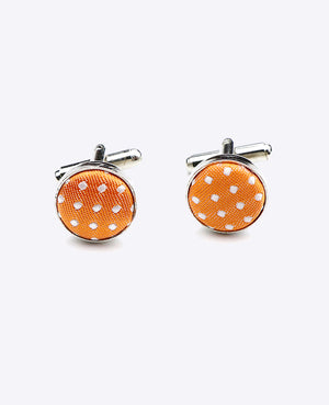 Manschettenknöpfe Orange mit Punkten aus Polyester «Louis»