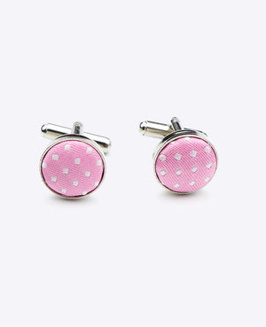 Manschettenknöpfe Rosa Nr. 1 mit Punkten aus Polyester «Louis»