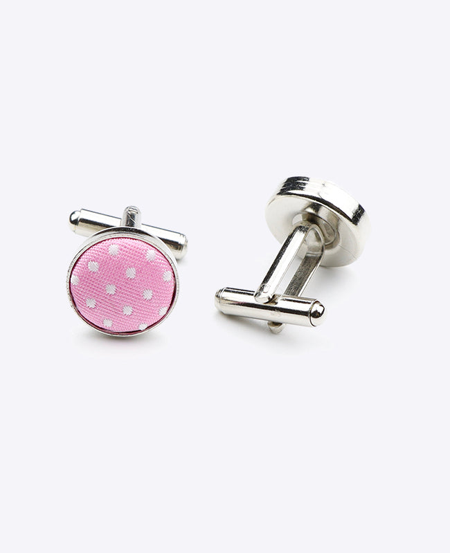 Manschettenknöpfe Rosa Nr. 1 mit Punkten aus Polyester «Louis»
