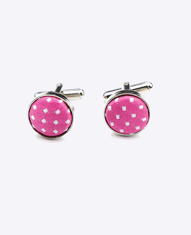 Manschettenknöpfe Rosa Nr. 2 mit Punkten aus Polyester «Louis»