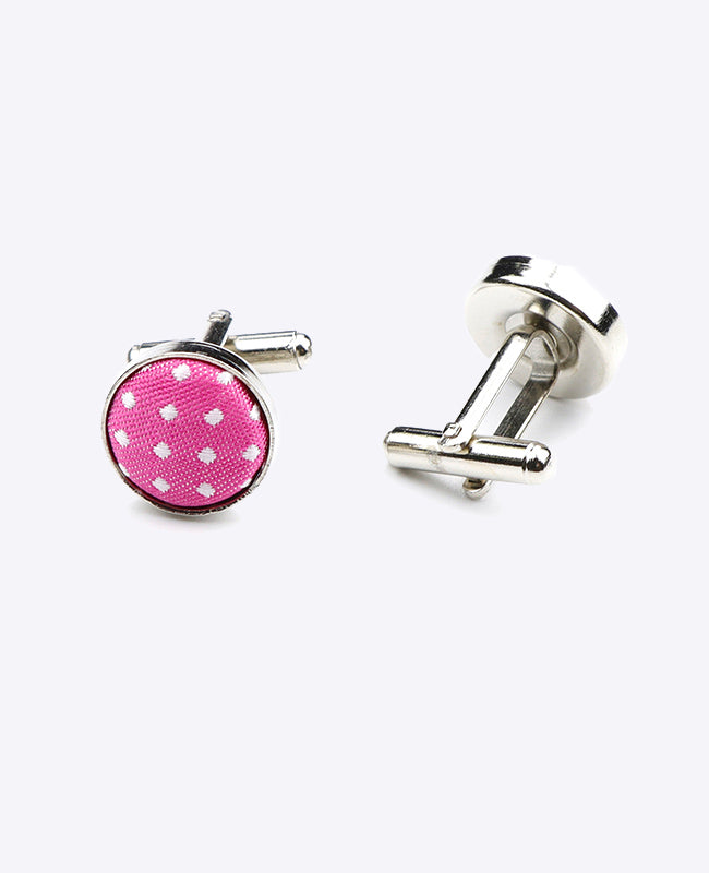 Manschettenknöpfe Rosa Nr. 2 mit Punkten aus Polyester «Louis»