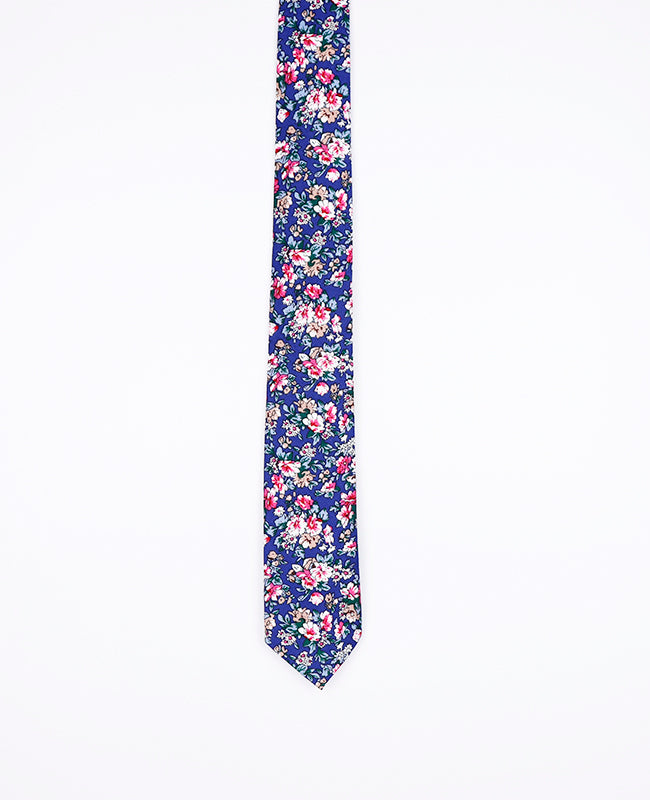 Krawatte Liberty Blau n°10 Herr aus Baumwolle 