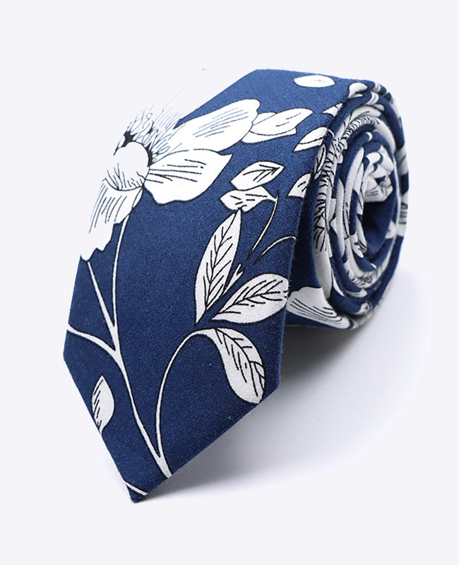 Krawatte Liberty Blau n°2 Herren aus Baumwolle | Clovis - Unipap's