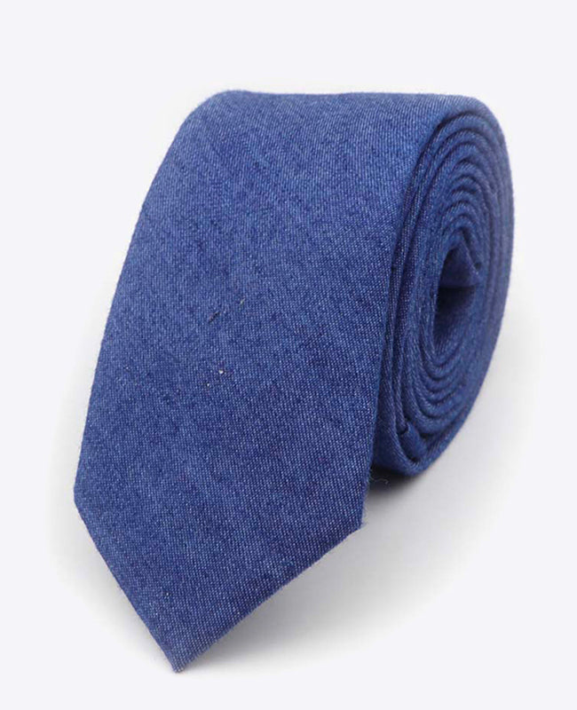 Krawatte Blau Nr. 4 für Herren aus Baumwolle 