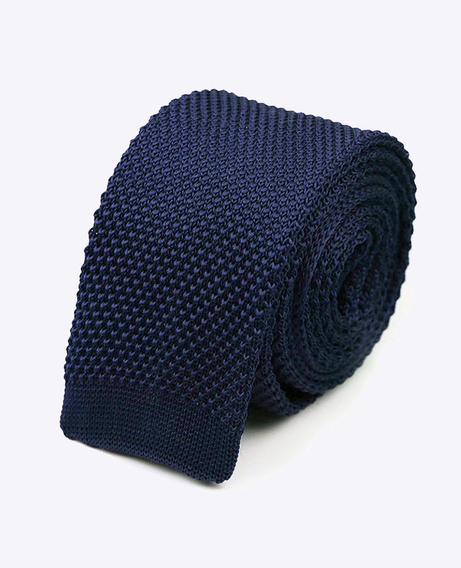Blaue Strickkrawatte Nr. 2 für Herren «Léon»