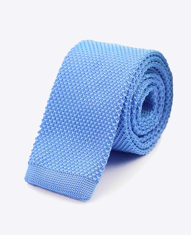 Krawatte Blau n°3 Herren aus Strick «Léon»