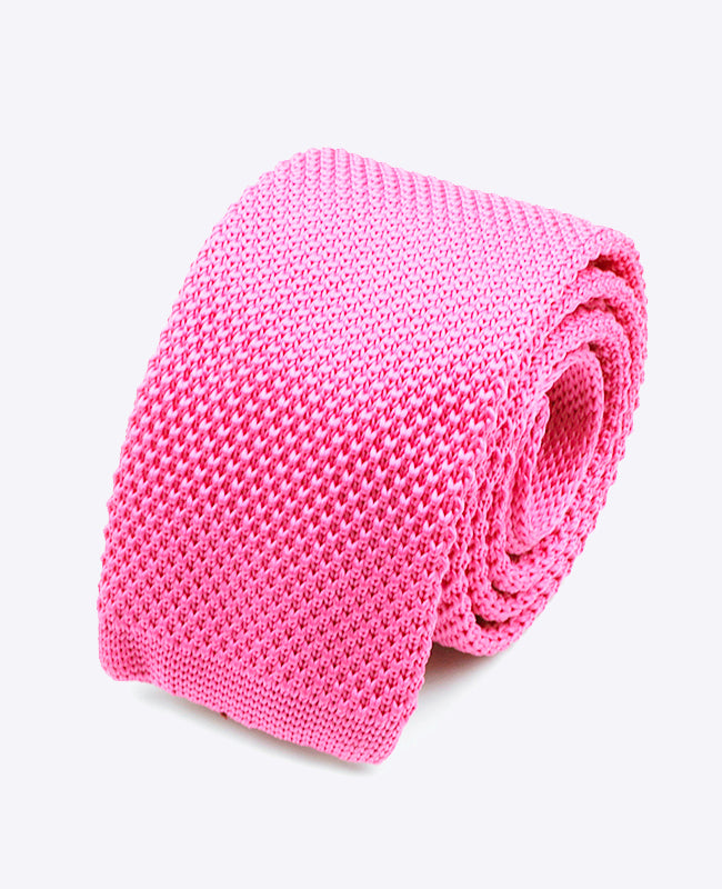 Krawatte Rosa n°2 Herren aus Strick «Léon»