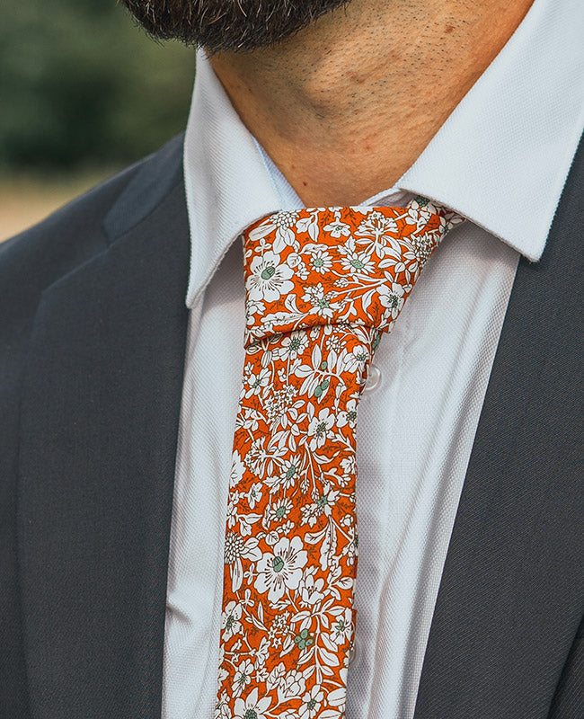 Krawatte Liberty Orange Herren Baumwolle «Clovis»
