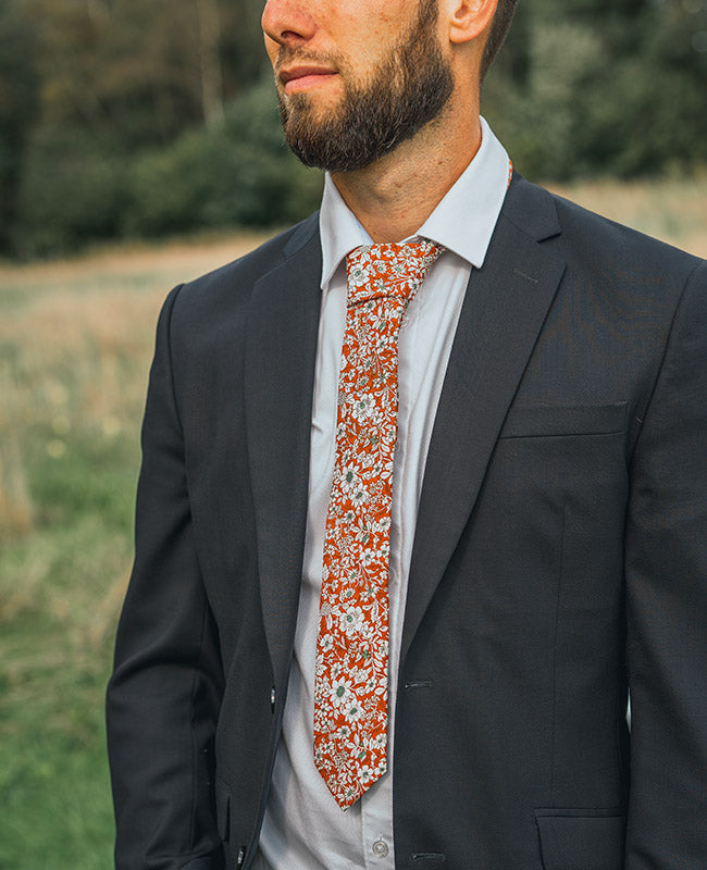 Krawatte Liberty Orange Herren Baumwolle «Clovis»