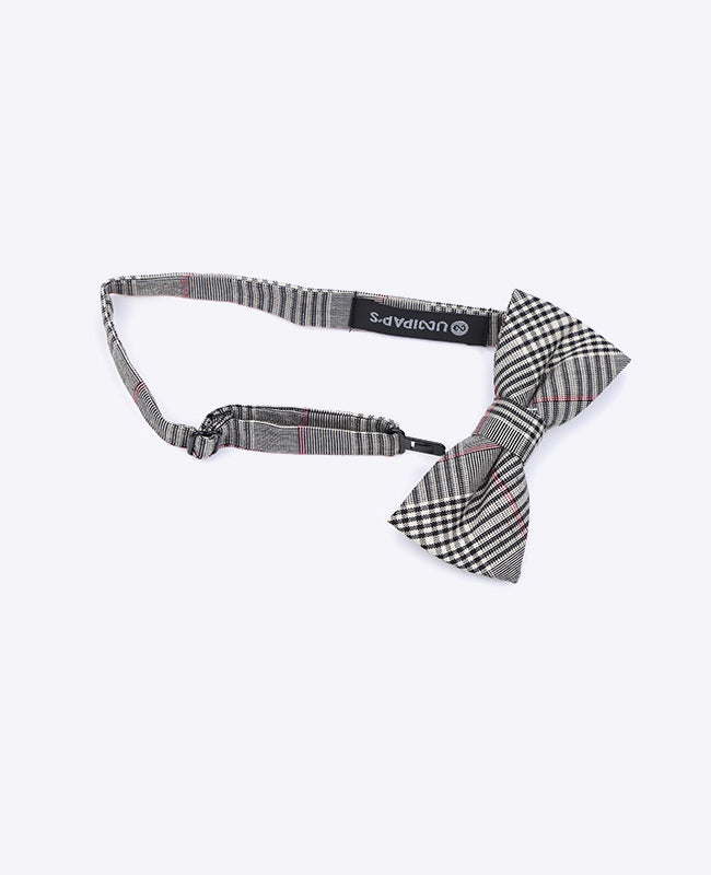Fliege Tartan Grau Nr. 3 Kinder aus Baumwolle «Marcel»
