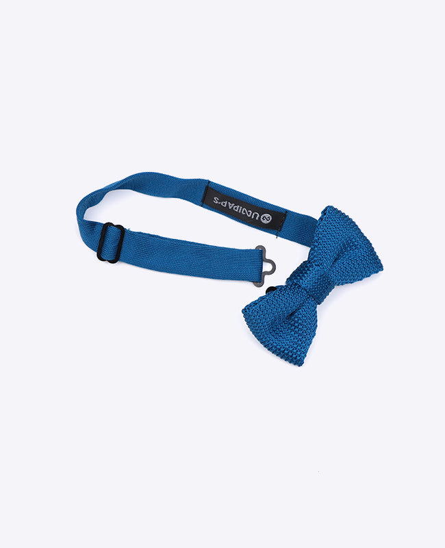 Blaue Kinder-Fliege n°4 aus Strick «Léon»