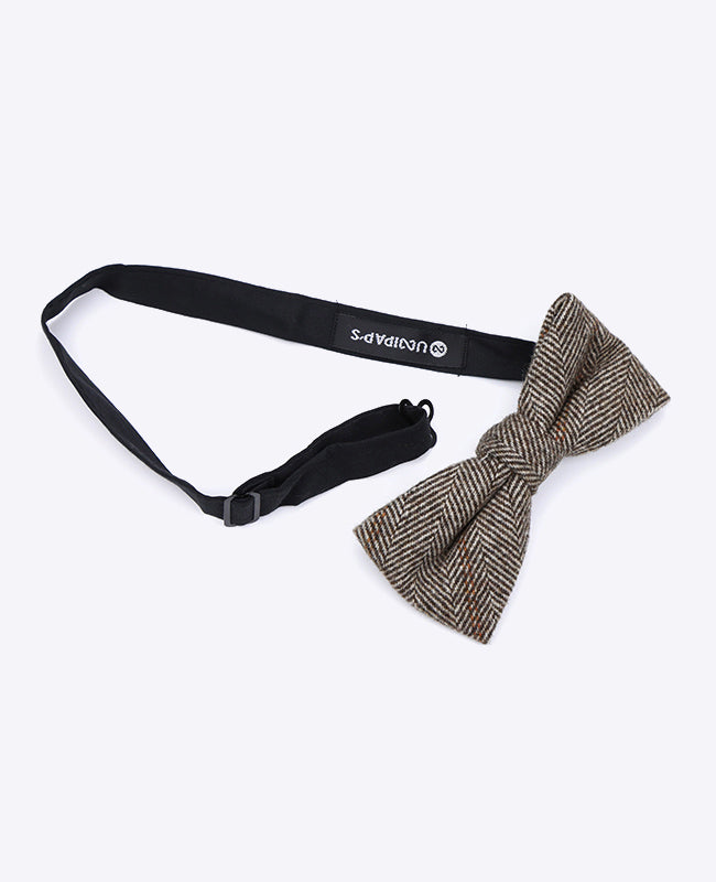 Fliege Tartan Grau Nr. 3 Herren Wolle 