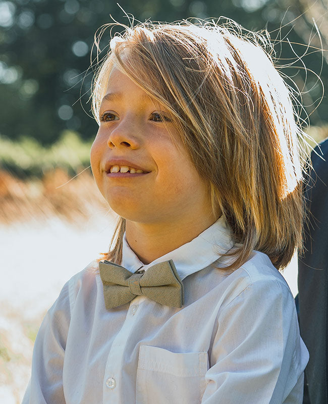 Noeuds Papillon Beige n°2 Père & Fils en Lin «Basile»