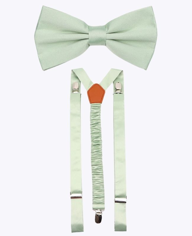Fliege + Hosenträger Grün n°1 Herren aus Polyester «Anatole»