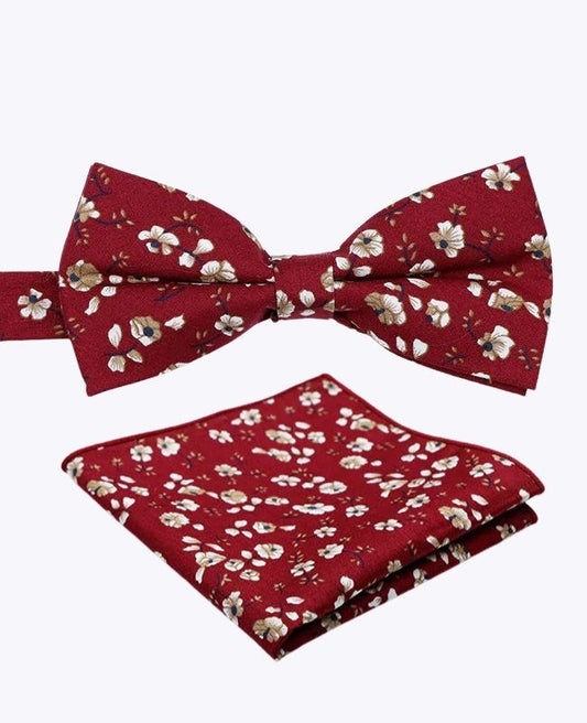 Liberty Red Fliege + Einstecktuch Nr. 1 für Herren aus Baumwolle „Gaspard“