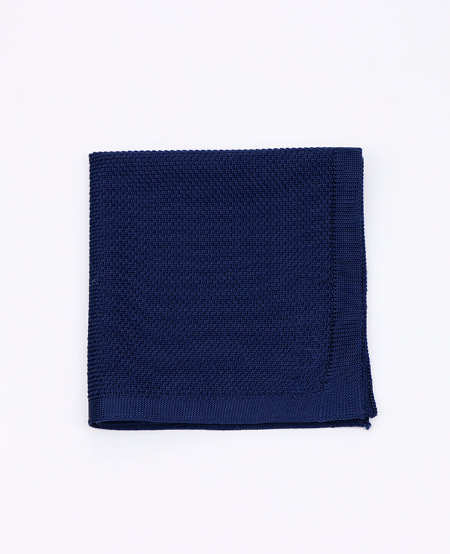 Blaues Einstecktuch n°2 aus Strick «Léon»