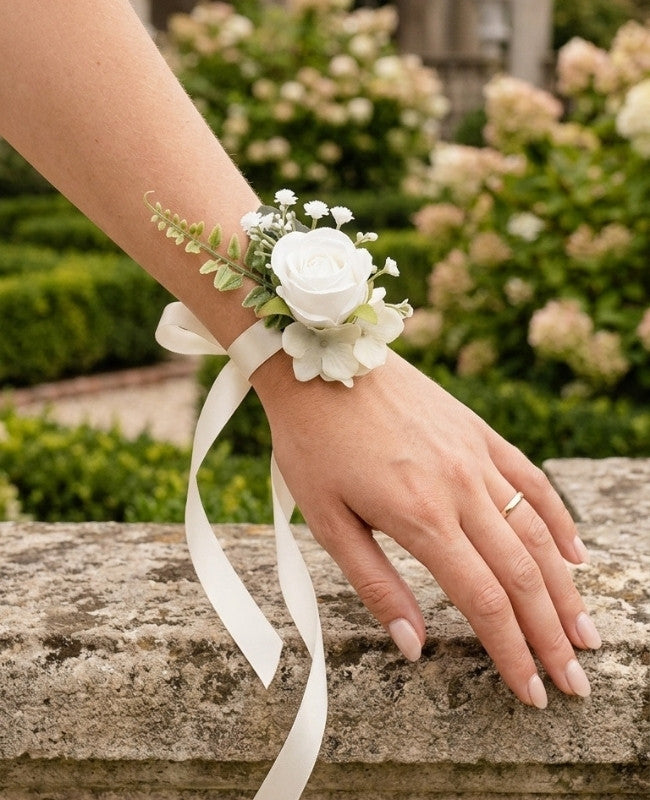 Blumenarmband Weiß Damen "Gabriel"