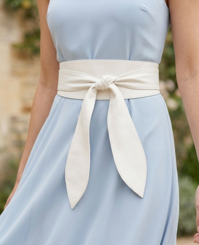 Bindegürtel Weiß Damen Leder "Mathilde"