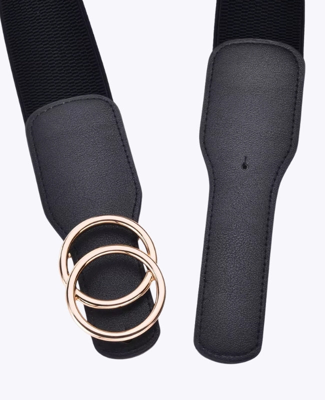 Elastischer Kleidergürtel Schwarz Damen Leder "Madeleine"