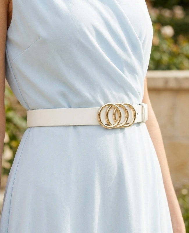 Kleidgürtel Weiß Damen Leder "Clémence"