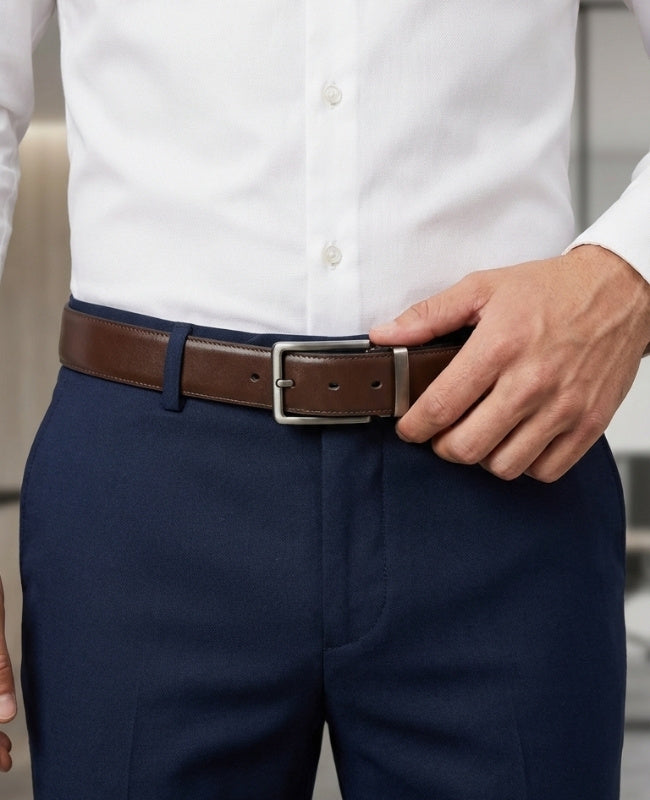 Wendegürtel für Anzüge Braun und Schwarz Herren Leder "Constant"
