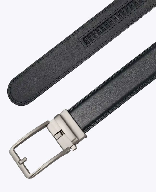 Gürtel Schwarz Herren Leder "Boucle Argentée Sans Trou"