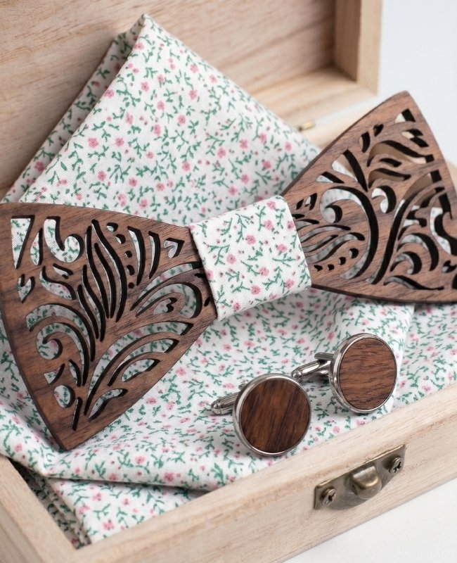 Geschenkbox Herren-Fliege Liberty aus Holz „Baptiste"