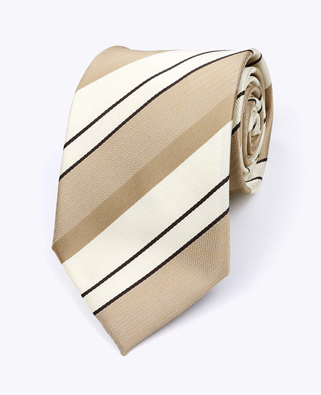 Krawatte Beige Nr. 1 gestreift Herren aus Polyester «Edmond»
