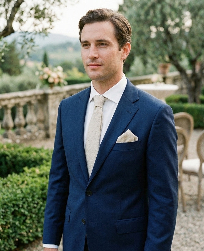 Cravate Blanc n°2 Homme en Lin «Basile»