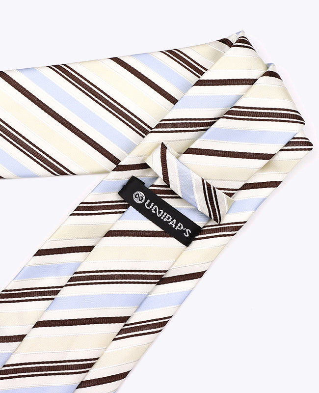 Krawatte Weiß gestreift Herren Polyester «Edmond»