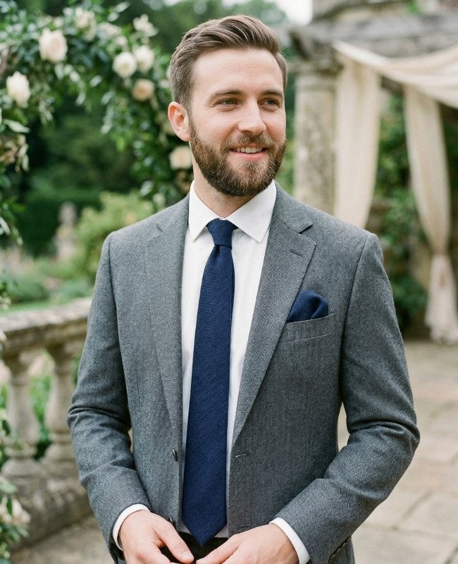 Krawatte Blau Nr. 5 Herren Leinen «Basile»