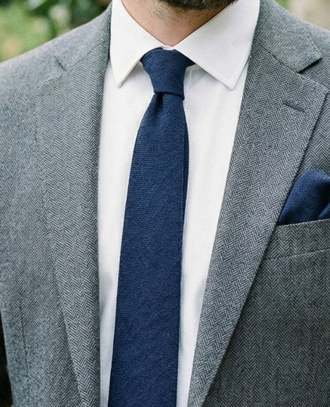 Krawatte Blau Nr. 5 Herren Leinen «Basile»