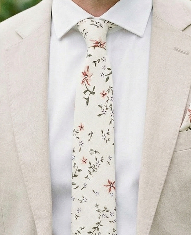 Cravate Liberty Blanc n°8 Homme en Coton «Charles»