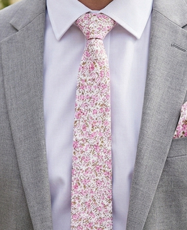 Cravate Liberty Rose n°4 Homme en Coton «Gaspard»