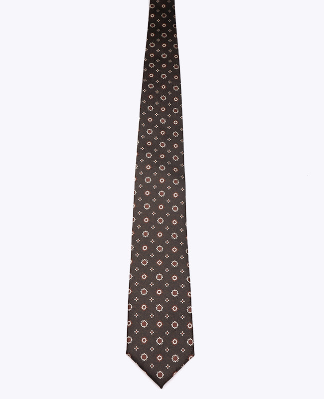Krawatte Braun Nr. 1 mit Muster Herren aus Polyester «Edmond»