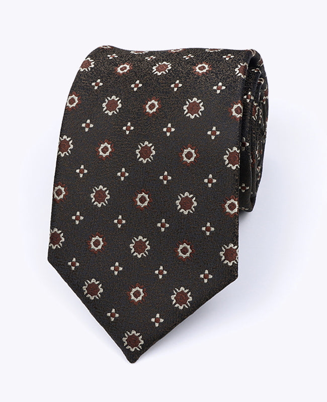 Krawatte Braun Nr. 1 mit Muster Herren aus Polyester «Edmond»