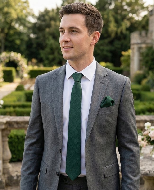 Krawatte Grün Nr. 4 Herren Leinen «Basile»