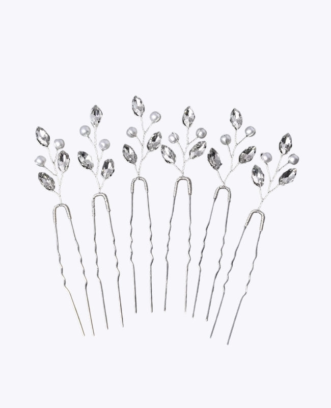 Haarnadel Blumenmuster Silberfarben Damen «Camille»