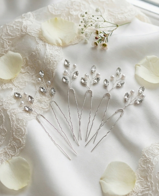 Haarnadel Geblümt Silber Damen «Camille»