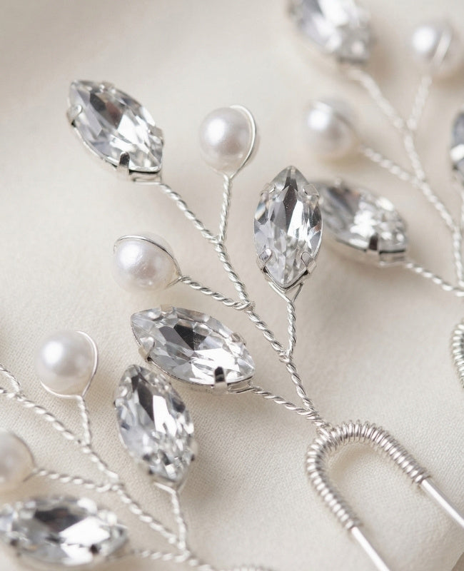 Haarnadel Geblümt Silber Damen «Camille»