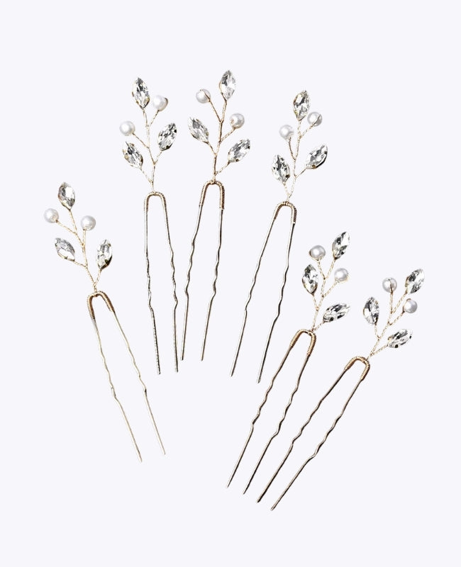 Haarnadel Blumenmuster Goldfarben Damen «Camille»