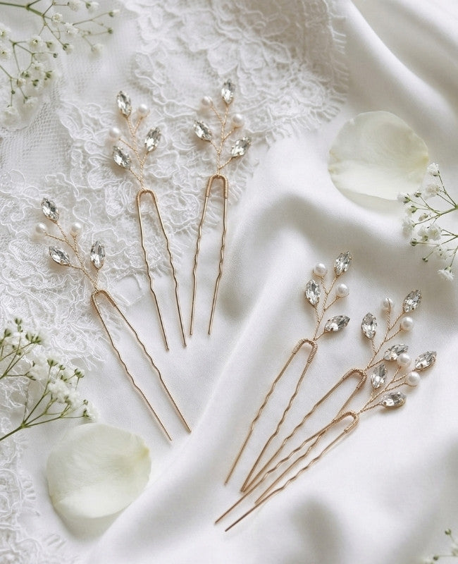 Anstecknadel Geblümt Vergoldet Damen «Camille»