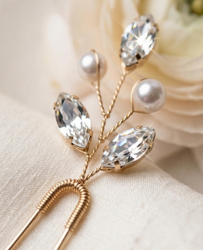 Haarnadel Geblümt Gold Damen «Camille»