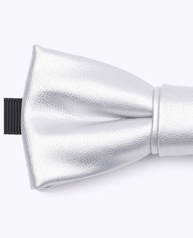 Fliege Silber aus Leder «Achille»
